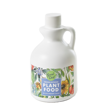 Good Dirt Indoor/Outdoor Plant Food in white bottle