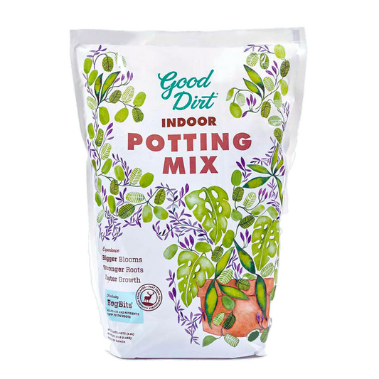 Good Dirt Indoor Potting Mix Bag. Bigger blooms, stronger roots, faster growth.
