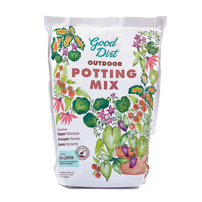 Good Dirt Outdoor Potting Mix. Bigger blooms, stronger roots, faster growth.