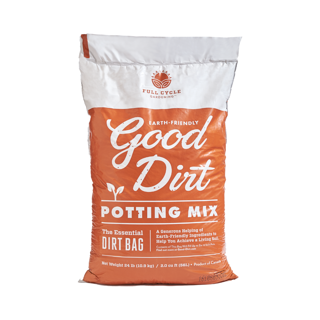 Good Dirt Potting Mix. The essential Dirt Bag. A generous helping of Earth-friendly ingredients to help you achieve a living soil. 