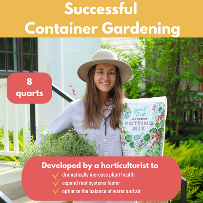 Successful container gardening. 8 quarts. Developed by a horticulturist to dramatically increase plant health, expand root systems faster, optimize the balance of water and air.